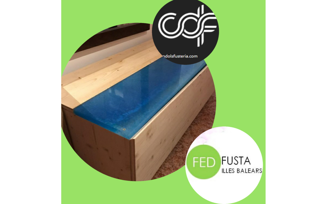 Ca’n Dols Fusteria diseña y fabrica zapatero con madera y resina epóxica